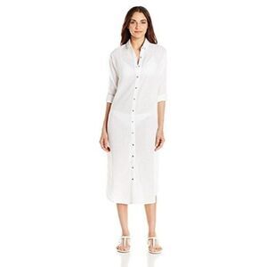Anthropologie Mara Hoffman Swim S Midi Cover up Dress Shirt Gauze Oversized